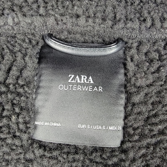 ZARA FAUX SUEDE DOUBLE FACED LONG JACKET BLACK US WOMEN'S SMALL - Picture 15 of 16